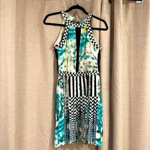 Parker cut away keyhole silk dress